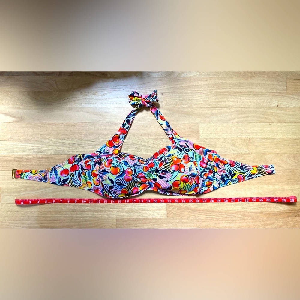 Swimsuits For All. Multicolor Cherry print bikini top. Size 22. - Picture 3 of 6